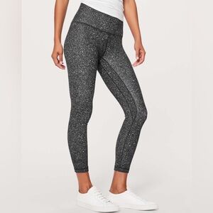 Lululemon Align Pant II (25") Luminesce Splatter Ice Grey Black Leggings Size 6